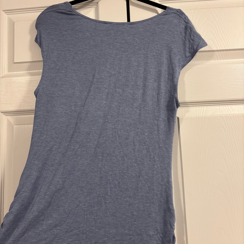 Y2K Elegant Blue Drape Neck Top - Picture 4 of 7